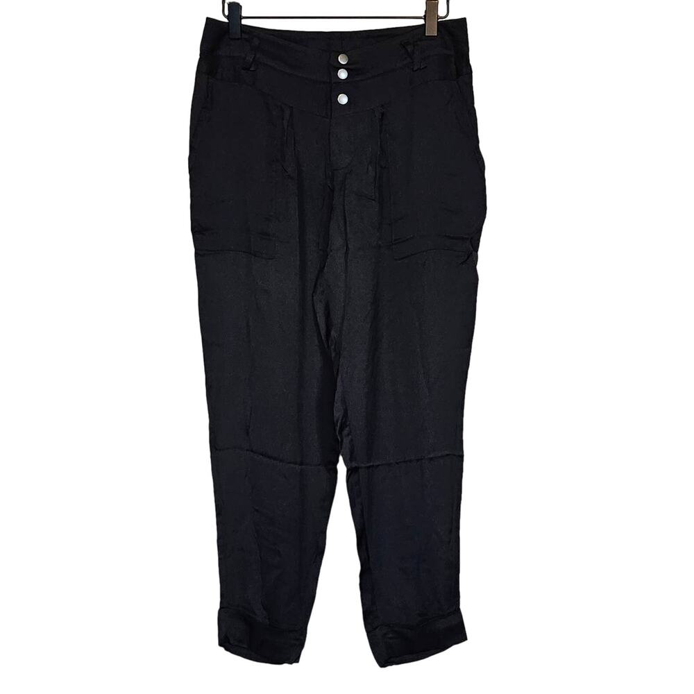 Chaser Black Cropped Cuff Pants Women's Size Small Goth Work Office Professional